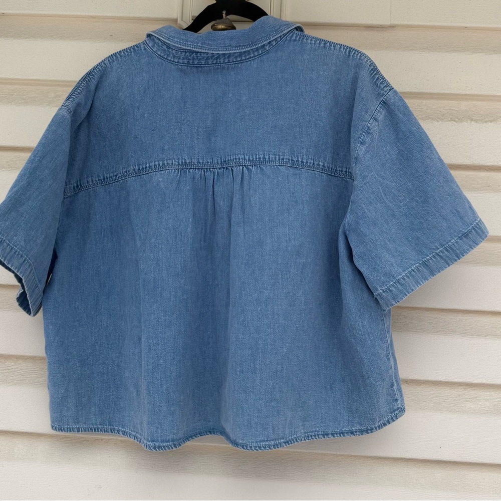 Universal Thread Cropped Denim Button Down Shirt,… - image 4